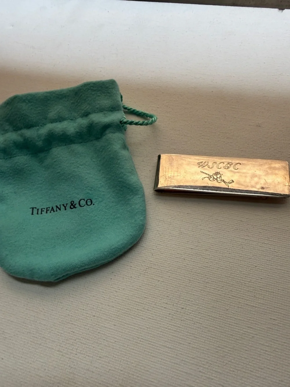 Tiffany & Co. Sterling Silver 925 Money Clip w/Pouch engraved WSCGC